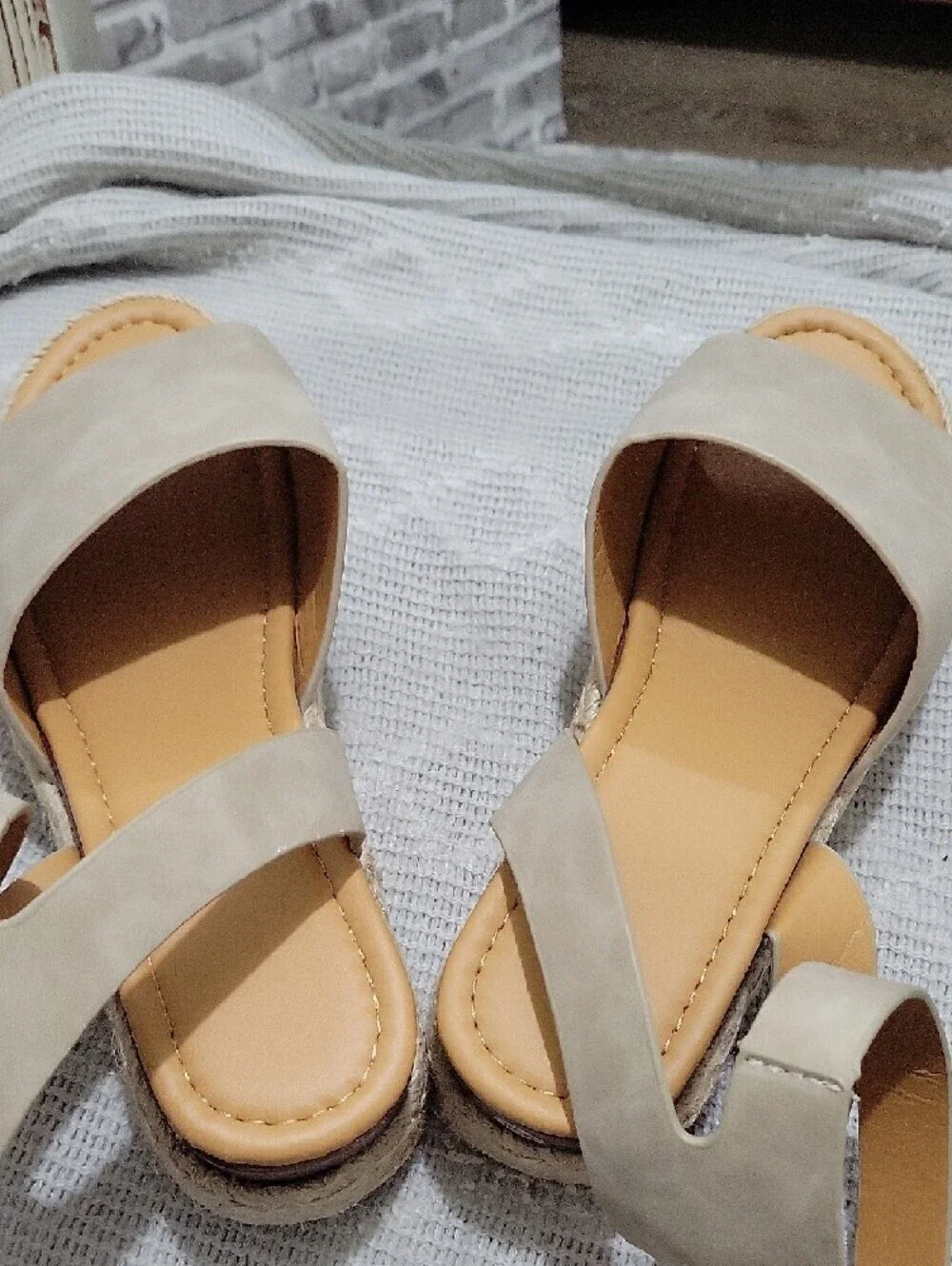 Hemp Rope Wedge Sandals - Plus Size Platform with Ankle Strap Sz 10 (EU 41)